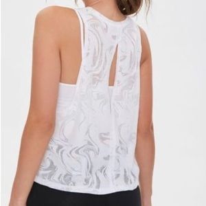 Forever 21- BLACK Active Marbled Cutout Tank Top